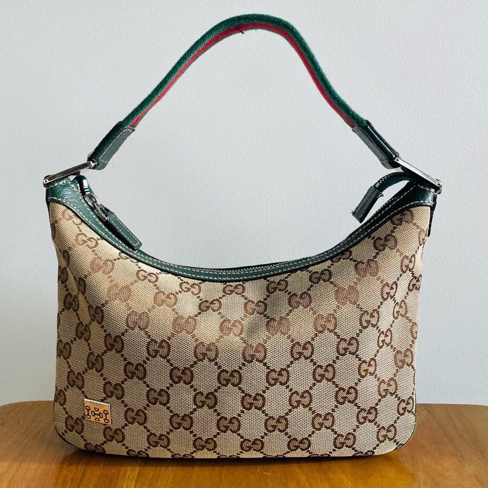 Gucci GG Canvas Leather Web Shoulder Bag